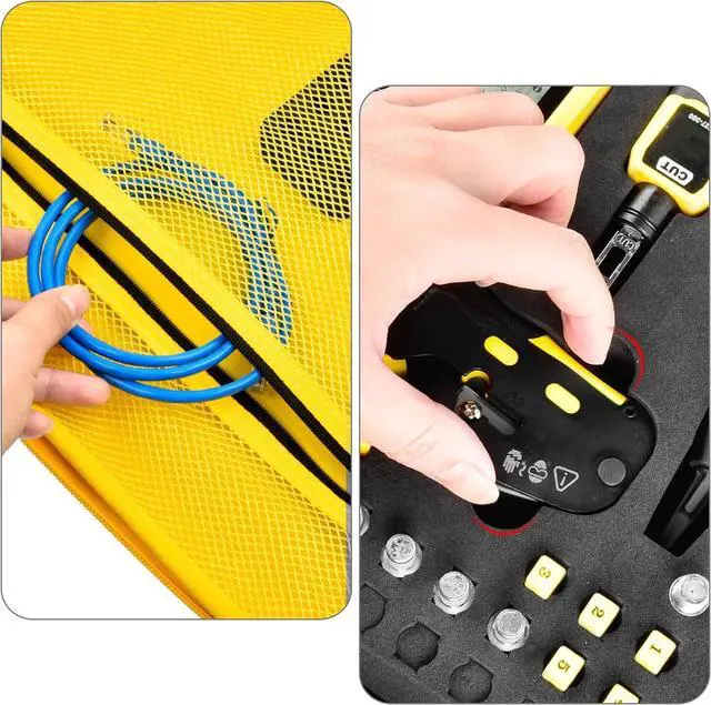 Alt view image 5 of 5 - Case Compatible with Klein Tools VDV501-851 VDV500-123 VDV226-110 VDV427-300. Storage Carrying Travel Holder for Cable Tester for Scout Pro 3/ Tracer Probe/Wire Stripper and Accessories- Yellow Zipper