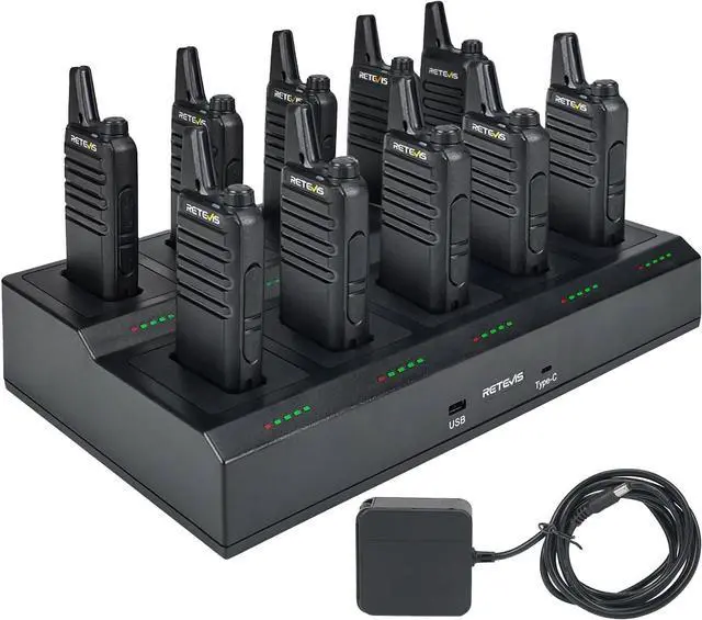 Main image of Retevis RT22 Two Way Radio,Rechargeable Walkie Talkies Long Range(10 Pack) with 10 Way Gang Charger,Charging Progress Bar,Workplace Organization,Compact Walkie Talkie for Adults Office School Daycare