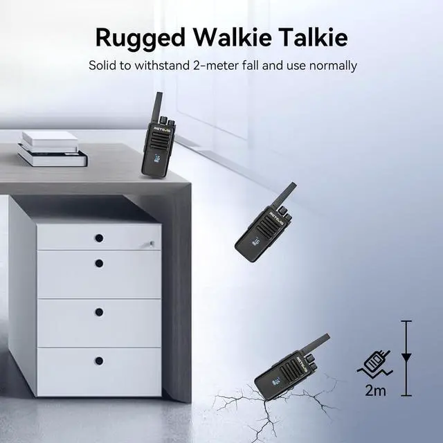 Alt view image 3 of 7 - Retevis RT68H Two Way Radio,Walkie Talkies Long Range, Visualization,Shatterproof Hidden Display,VOX Hands Free, Rechargeable Walkie Talkie for Adults with Charging Base,for Factory Warehouse(10 Pack)