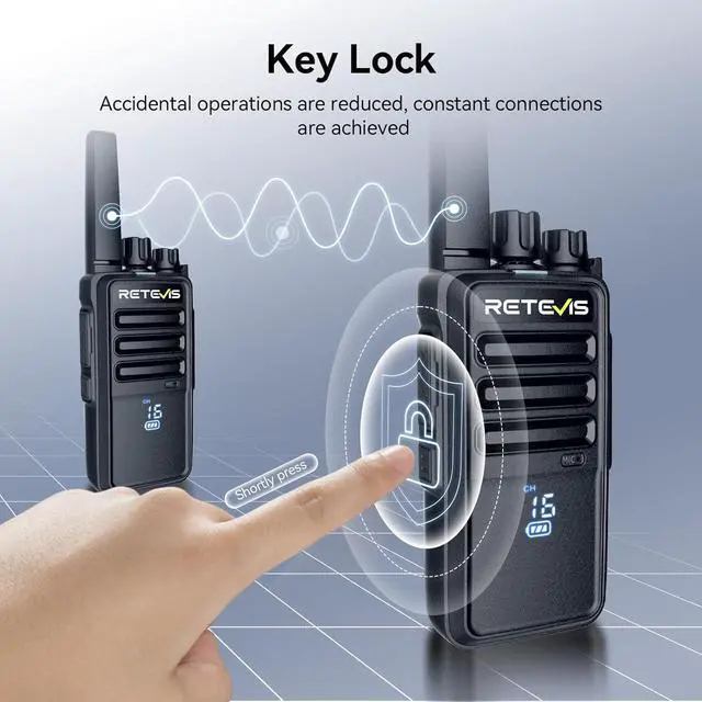 Alt view image 4 of 7 - Retevis RT68H Two Way Radio,Walkie Talkies Long Range, Visualization,Shatterproof Hidden Display,VOX Hands Free, Rechargeable Walkie Talkie for Adults with Charging Base,for Factory Warehouse(10 Pack)