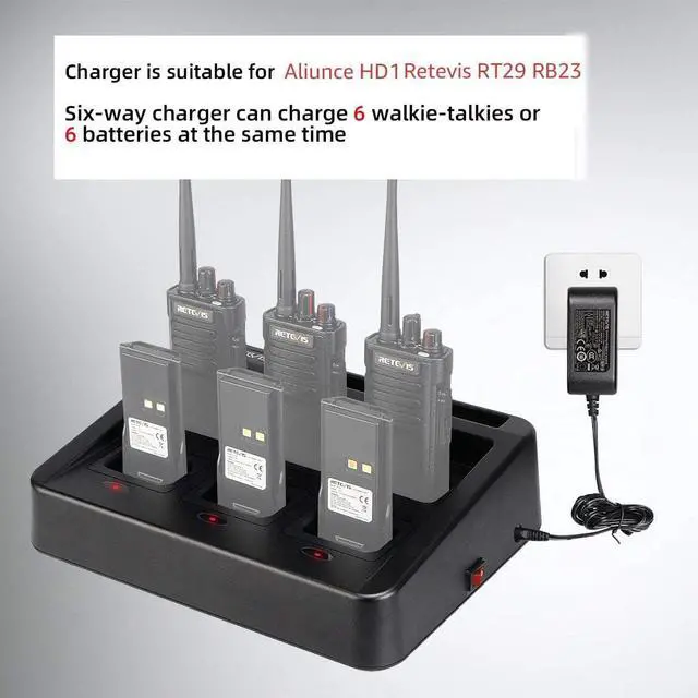 Alt view image 6 of 7 - Retevis RT29 Ailunce HD1 Walkie Talkie Six-Way Charger, Practical Multi Charger Compatible with Retevis RT29 RB23 Ailunce HD1 Two Way Radio (1 Pack)