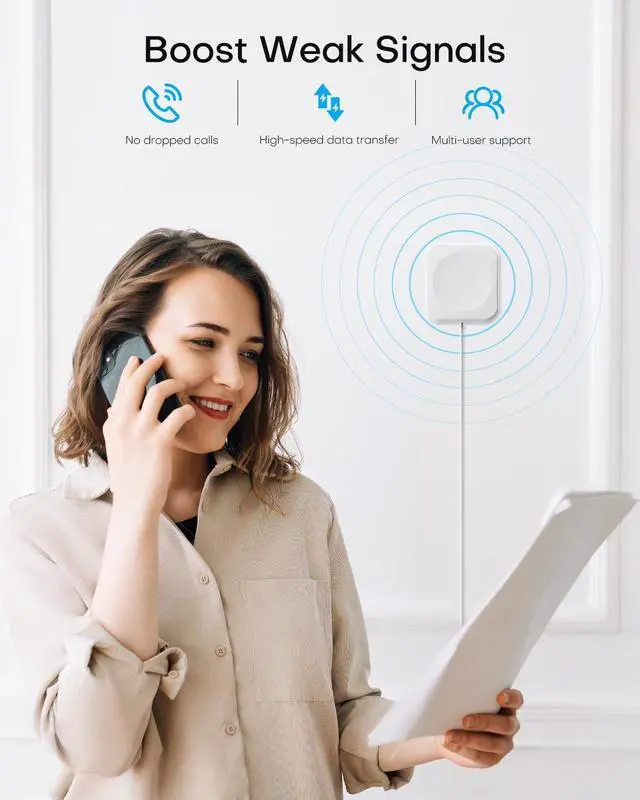 Alt view image 2 of 7 - Cell Phone Booster for Home Office | Up to 2500 Sq Ft | Cell Phone Signal Booster Boosts 5G, 4G LTE for All U.S. CarriersVerizon, AT&T, T-Mobile&More | HD Display | App Support | FCC Approved
