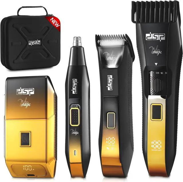 Main image of 4-in-1 Men's Grooming Kit, Manscape Adjustable Beard Trimmer, Body Trimmer, Nose Hair Trimmer & Foil Shaver, IPX7 Waterproof, LED Display, Cordless for Face & Body, for Home, Gift for Men