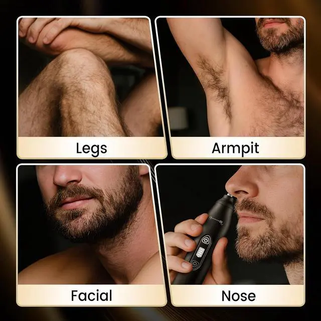 Alt view image 6 of 7 - Body Hair Trimmer for Men,3 in 1 Electric Razor with Ceramic Blades, IPX7 Waterproof, USB Rechargeable, Painless Hair Removal for Face,Body,Nose,Groin, Travel Grooming Kit (Black)