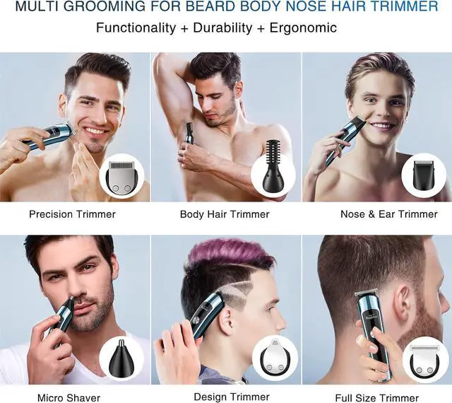 Alt view image 2 of 7 - Beard Trimmer for Men, IPX7 Waterproof Mens Grooming Kit with Cordless Hair Clippers, Electric Razor with LED Display, Shavers for Mustache, Body, Face, Ear, Nose Hair Trimmer, Gifts for Men