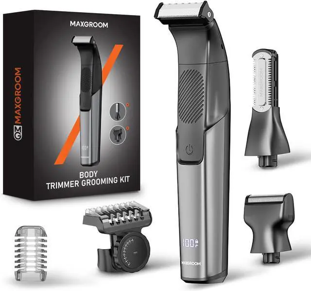 Main image of Manscape 3-in-1 Body Hair Trimmer for Men, Double-Sided Intimate Razor & Ball Trimmer in Pubic/Groin, Waterproof Body Shaver Grooming Kit with LED Display Travel Lock, Gifts for Him Dad