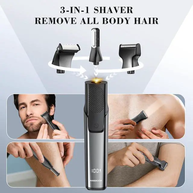 Alt view image 4 of 7 - Manscape 3-in-1 Body Hair Trimmer for Men, Double-Sided Intimate Razor & Ball Trimmer in Pubic/Groin, Waterproof Body Shaver Grooming Kit with LED Display Travel Lock, Gifts for Him Dad