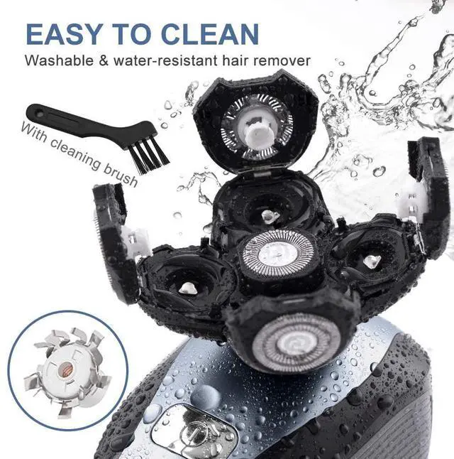 Alt view image 5 of 7 - 5-in-1 Electric Razor for Men, Wet&Dry Rechargeable Mens Rotary Shavers, 4D Floating 5 Head Cordless Grooming Kit with Waterproof IPX7, Beard, Nose, Ear, Body Hair Trimmer, Face Cleaning Brush