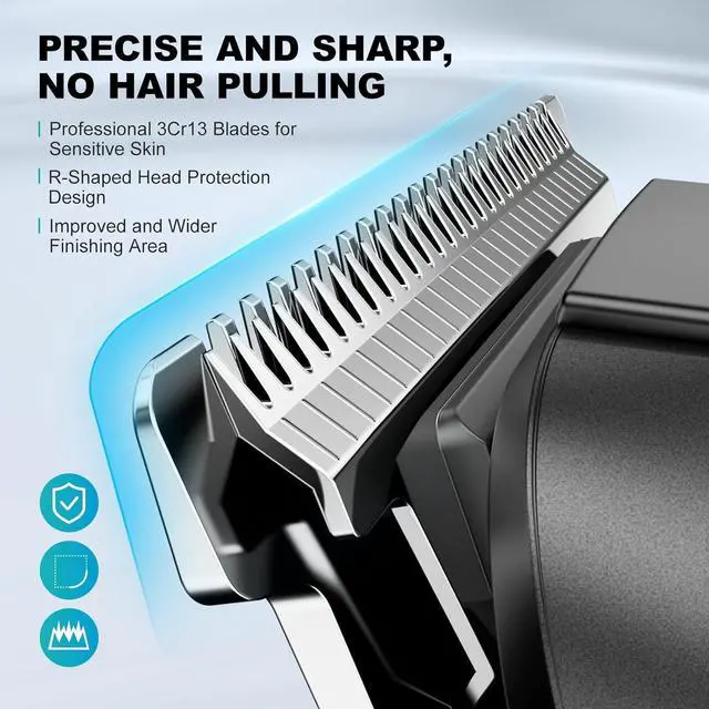 Alt view image 3 of 7 - Beard Trimmer for Men, Body Hair Trimmer Set Electric Razor Shaver for Shaving Face, Mustache, Body, Ear, Nose Hair Trimmer, Men's Body Groomer IPX7 Waterproof Wet&Dry with LED Screen (Black)