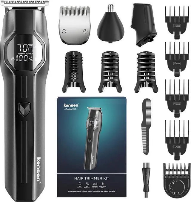 Main image of Beard Trimmer for Men, Body Hair Trimmer Set Electric Razor Shaver for Shaving Face, Mustache, Body, Ear, Nose Hair Trimmer, Men's Body Groomer IPX7 Waterproof Wet&Dry with LED Screen (Black)