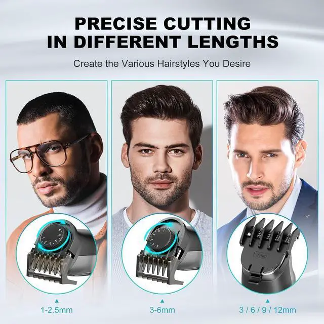 Alt view image 6 of 7 - Beard Trimmer for Men, Body Hair Trimmer Set Electric Razor Shaver for Shaving Face, Mustache, Body, Ear, Nose Hair Trimmer, Men's Body Groomer IPX7 Waterproof Wet&Dry with LED Screen (Black)