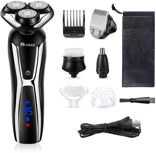 Main image of Electric Shaver Razor Cordless Beard Trimmer for Men Nose Hair Trimmer 3 in 1 Grooming Kit Plus 1 Facial Cleansing Brush Waterproof USB Rechargeable Dry Wet