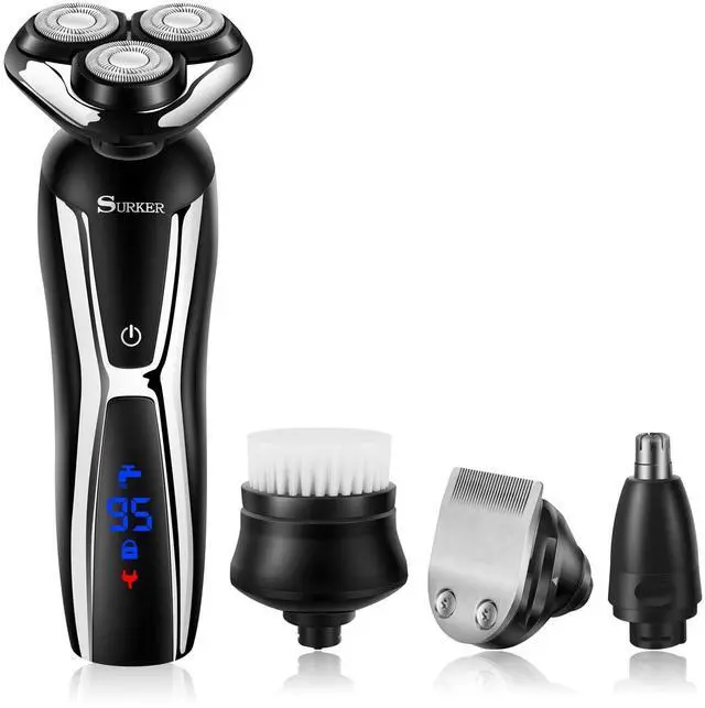 Alt view image 7 of 7 - Electric Shaver Razor Cordless Beard Trimmer for Men Nose Hair Trimmer 3 in 1 Grooming Kit Plus 1 Facial Cleansing Brush Waterproof USB Rechargeable Dry Wet