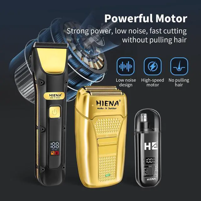 Alt view image 4 of 6 - Professional Hair Clippers Set for Men, Cordless Clipper Kit & Trimmer Set, Electric Foil Shavers and Beard Trimmers, Ear, Nose Hair Trimmer Set & Facial Grooming Tool Kit, Gifts for Men