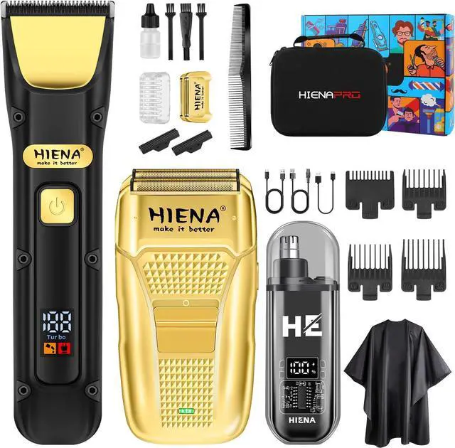 Main image of Professional Hair Clippers Set for Men, Cordless Clipper Kit & Trimmer Set, Electric Foil Shavers and Beard Trimmers, Ear, Nose Hair Trimmer Set & Facial Grooming Tool Kit, Gifts for Men