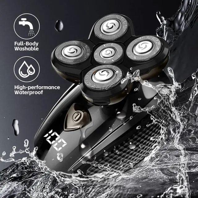 Alt view image 3 of 7 - Bald Head Shaver,Electric Head Shavers for Bald Men, 5-in-1 Head and Face Grooming Kit, Waterproof Cordless Rotary Razor and USB Rechargeable,Gifts for Men