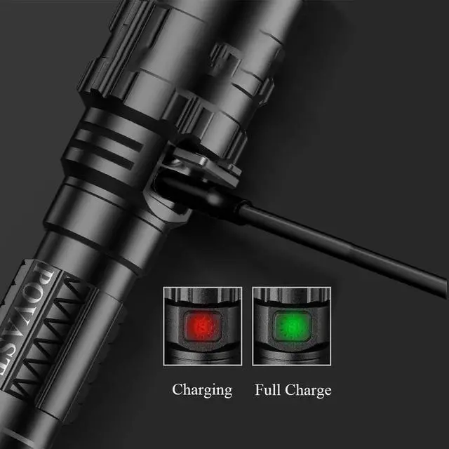 Alt view image 4 of 6 - PVL2 Zoomable Green Light Rechargeable Led Flashlight, 1200 lumens Outdoor Bright Torch Light with Battery for Hunting