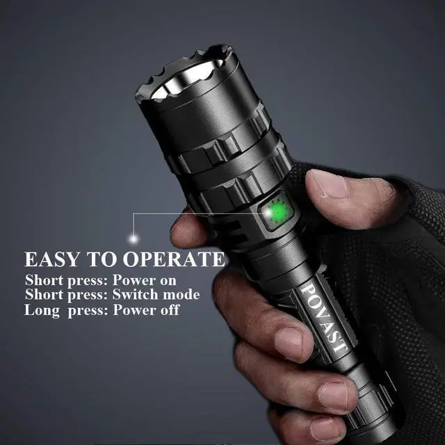 Alt view image 3 of 6 - PVL2 Zoomable Green Light Rechargeable Led Flashlight, 1200 lumens Outdoor Bright Torch Light with Battery for Hunting