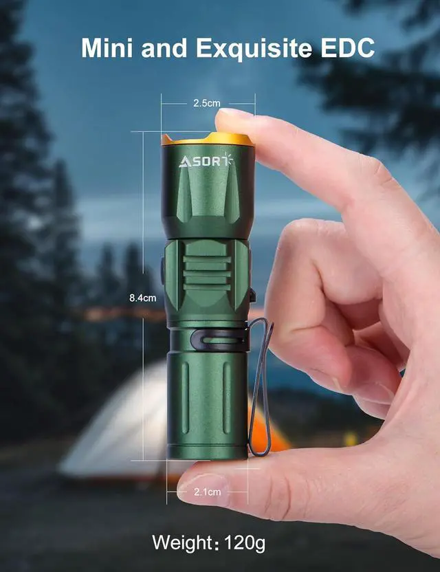 Alt view image 2 of 6 - Mini Rechargeable LED Super Bright Flashlight,IP67 Waterproof Zoomable 2000 Lumens Tactical Flashlight with Magnets,4 Adjustable Light Source Modes for Camping,Hiking,Outdoor,Emergencies(Green)