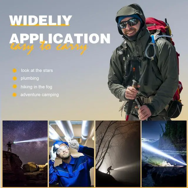 Alt view image 7 of 7 - Small Tactical Flashlights High Lumens - 1500 Meters Long Beam Super Bright LED Magnetic Flashlight USB Rechargeable Zoomable 5Modes Long Beam Spotlight Flashlight for Hiking, Camping, 1pcs