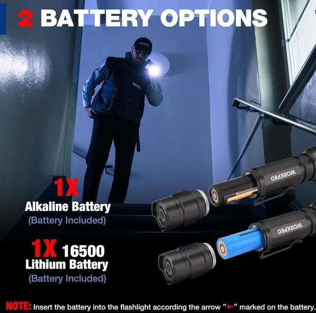 Alt view image 5 of 7 - 1200LM Rechargeable Tactical Flashlight, EDC Mini Flashlight, Pocket Flashlight with Clip & Lanyard, 7 Light Modes, Zoomable Adjustable Focus, Includes Lithium Battery & Alkaline Battery