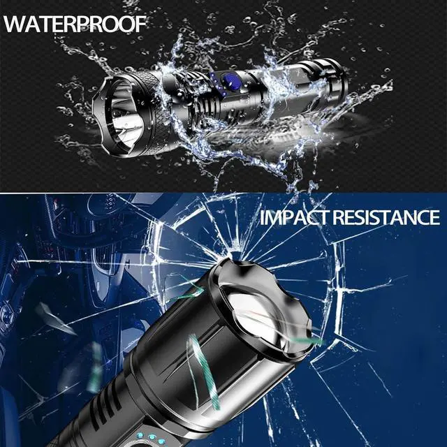 Alt view image 5 of 7 - Flashlight Rechargeable Zoomable Adjustable Brightness 10000 High Lumens 1200 Meters Long Beam Super Bright LED Flash Light with Power Display Waterproof for Camping,Christmas Gifts (2400mAh)