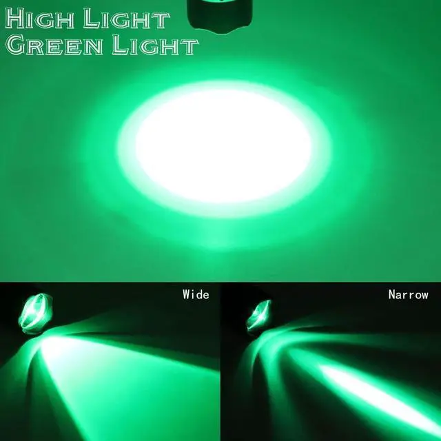 Alt view image 3 of 7 - Green Light Flashlight Tactical LED Rechargeable, Zoomable Portable Handheld Green-Light for Fishing Hunting Detector Astrophotography
