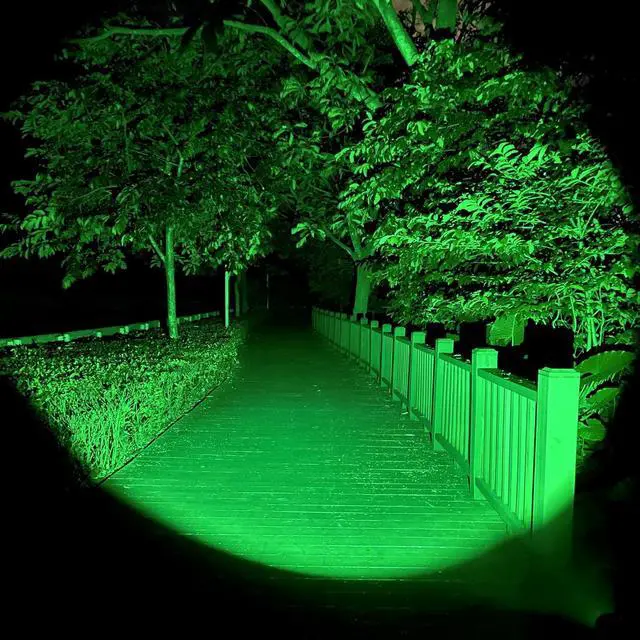Alt view image 7 of 7 - Green Light Flashlight Tactical LED Rechargeable, Zoomable Portable Handheld Green-Light for Fishing Hunting Detector Astrophotography