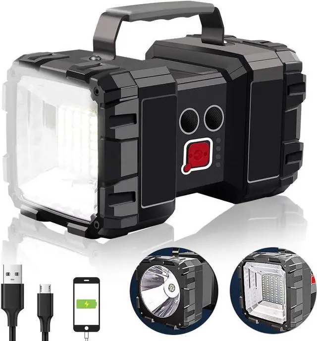 Main image of Rechargeable Flashlight, LED Spotlight Flashlight 10000 Capacity 1200LM 20h Ultra-Long Standby 3+4 Lights Modes Camping Flashlight Waterproof with USB Output as a Power Bank