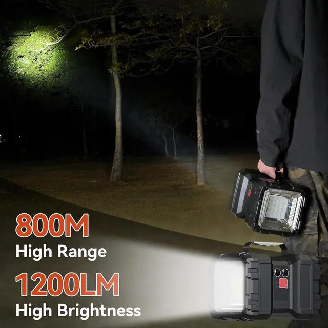 Alt view image 3 of 5 - Rechargeable Flashlight, LED Spotlight Flashlight 10000 Capacity 1200LM 20h Ultra-Long Standby 3+4 Lights Modes Camping Flashlight Waterproof with USB Output as a Power Bank