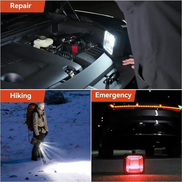 Alt view image 5 of 5 - Rechargeable Flashlight, LED Spotlight Flashlight 10000 Capacity 1200LM 20h Ultra-Long Standby 3+4 Lights Modes Camping Flashlight Waterproof with USB Output as a Power Bank