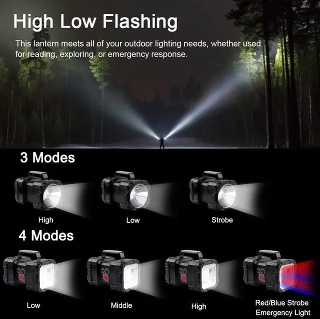 Alt view image 3 of 6 - Rechargeable Flashlight, LED Spotlight Flashlight 15000 Capacity 4000LM 20h Ultra-Long Standby Ultra Bright Flashlight Waterproof with USB Output as a Power Bank for Camping Accessories