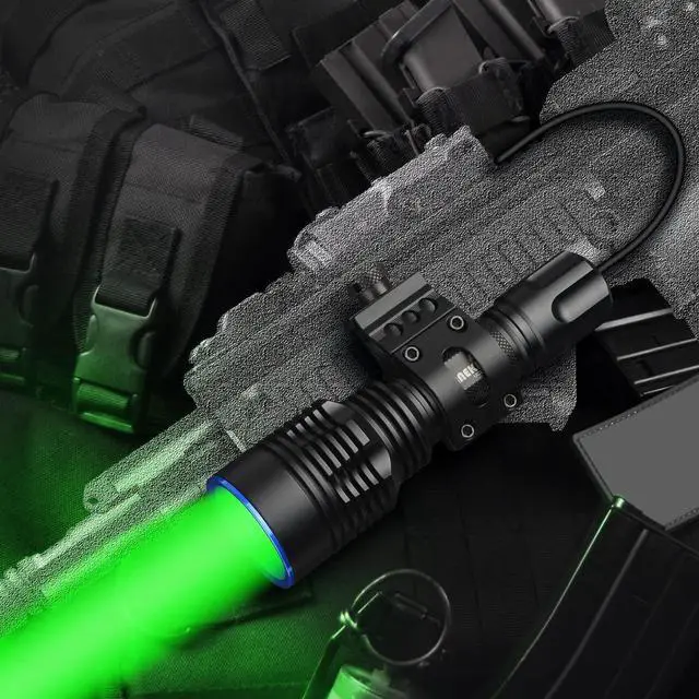 Alt view image 6 of 7 - UC20 Green Hunting Flashlight kit, 1586 Yards Green LED Weapon Light, 2000 High Lumens Rechargeable Tactical Light, Picatinny Mount, Pressure Switch for Long Distance Night Hunt