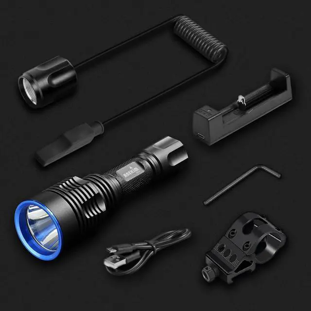 Alt view image 7 of 7 - UC20 Green Hunting Flashlight kit, 1586 Yards Green LED Weapon Light, 2000 High Lumens Rechargeable Tactical Light, Picatinny Mount, Pressure Switch for Long Distance Night Hunt