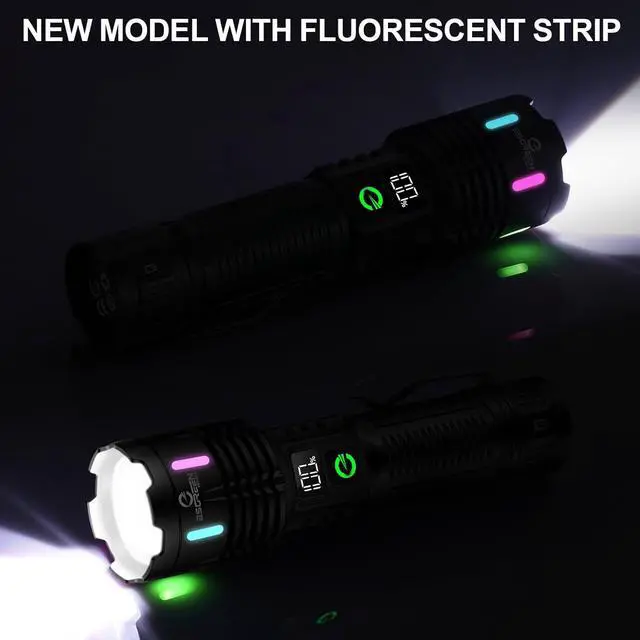 Alt view image 2 of 7 - Rechargeable Flashlights High Lumens 2000 Single 2 Modes, Super Bright LED Flashlight USB C Long Distance 3280ft, Powerful Long Lasting 10H Heavy Duty Strong Flash Light for Camping Hiking