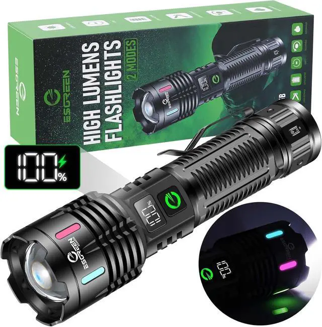 Main image of Rechargeable Flashlights High Lumens 2000 Single 2 Modes, Super Bright LED Flashlight USB C Long Distance 3280ft, Powerful Long Lasting 10H Heavy Duty Strong Flash Light for Camping Hiking