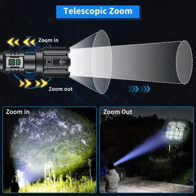 Alt view image 6 of 7 - Super Bright Rechargeable Flashlight 4200.000 High Lumens,Led Powerful Flashlights with 6 Modes,High Powered Flashlight with IP67 Waterproof,Tactical Emergency Flashlight (18.5, Watt Hours)