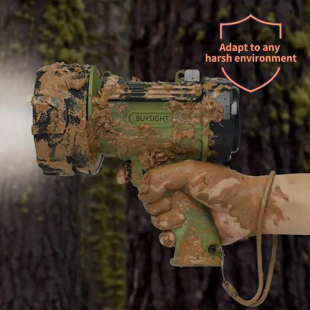 Alt view image 3 of 7 - Rechargeable Spotlight Flashlight, high Lumen Hand held Spot Lights Waterproof led Flashlight Hunting Lamp with red Filter (Matcha Green)