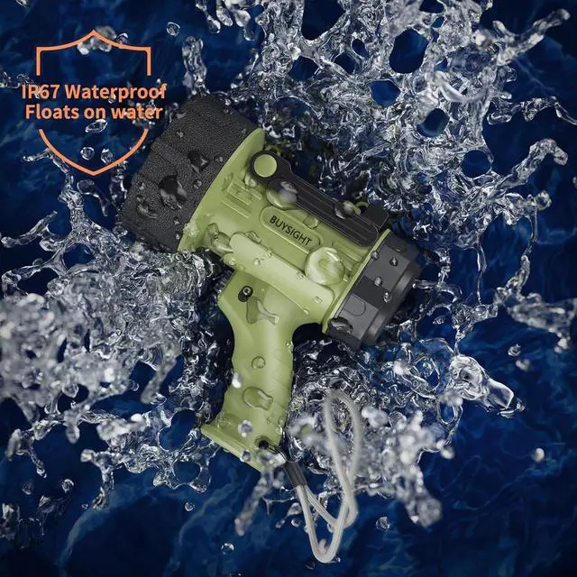 Alt view image 4 of 7 - Rechargeable Spotlight Flashlight, high Lumen Hand held Spot Lights Waterproof led Flashlight Hunting Lamp with red Filter (Matcha Green)