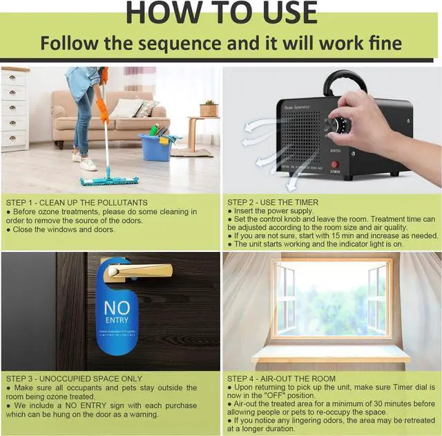 Alt view image 6 of 6 - 0zone Generator 45000mg - O3 Air Purifier for Home & Car, Ozone Machine Odor Removal for Smoke & Pet (Black)