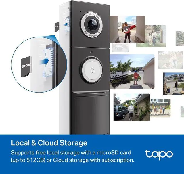 Alt view image 5 of 7 - Tapo by TP-Link Smart Video Doorbell Camera with Chime, Battery or Wired, 2K QHD Color Night Vison, No Monthly Fee, 180° Ultra-Wide Head-to-Toe View, Ring Call, Free AI Detection, Local Storage