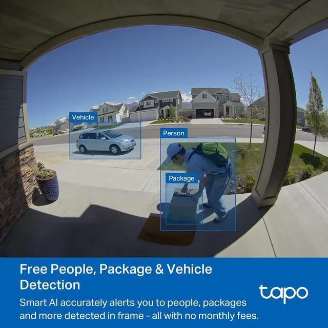 Alt view image 6 of 7 - Tapo by TP-Link Smart Video Doorbell Camera with Chime, Battery or Wired, 2K QHD Color Night Vison, No Monthly Fee, 180° Ultra-Wide Head-to-Toe View, Ring Call, Free AI Detection, Local Storage