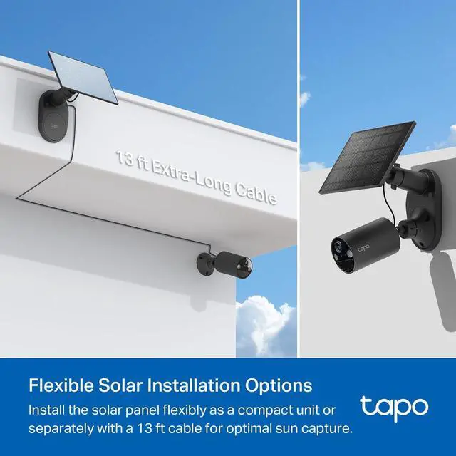 Alt view image 4 of 7 - TP-Link Tapo SolarCam C402 Kit, Outdoor Battery Camera w/Solar Panel Base, Wireless, 1080P, Free Person/Vehicle Detection, SD/Cloud Storage, Color Night Vision, No Hub Needed, Works w/Alexa Black