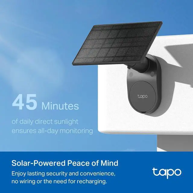 Alt view image 3 of 7 - TP-Link Tapo SolarCam C402 Kit, Outdoor Battery Camera w/Solar Panel Base, Wireless, 1080P, Free Person/Vehicle Detection, SD/Cloud Storage, Color Night Vision, No Hub Needed, Works w/Alexa Black