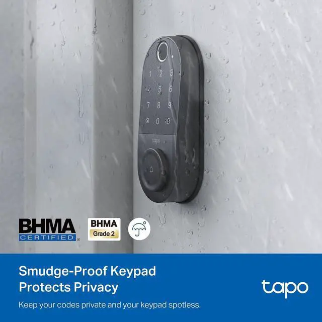 Alt view image 3 of 7 - TP-Link Tapo Smart Door Lock, Deadbolt | Keyless Entry, Fingerprint Recognition, Touchscreen Keypad & in-App Monitoring with Scheduled Access | 1-Year Rechargeable Battery | BHMA Grade 2