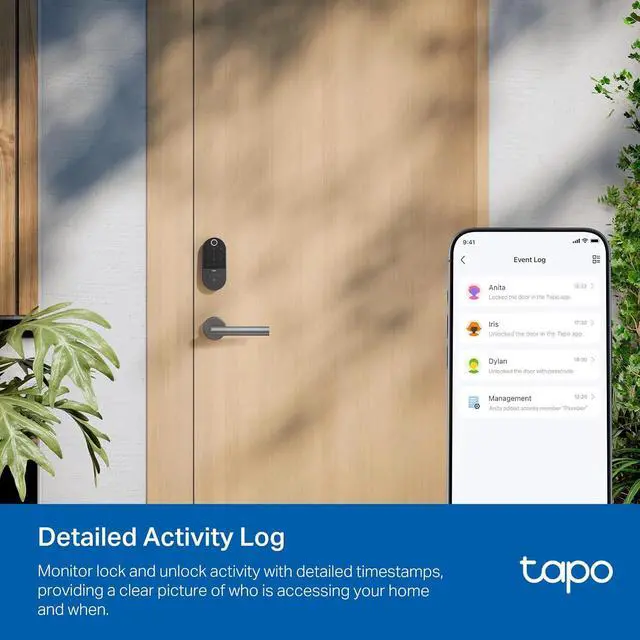 Alt view image 6 of 7 - TP-Link Tapo Smart Door Lock, Deadbolt | Keyless Entry, Fingerprint Recognition, Touchscreen Keypad & in-App Monitoring with Scheduled Access | 1-Year Rechargeable Battery | BHMA Grade 2