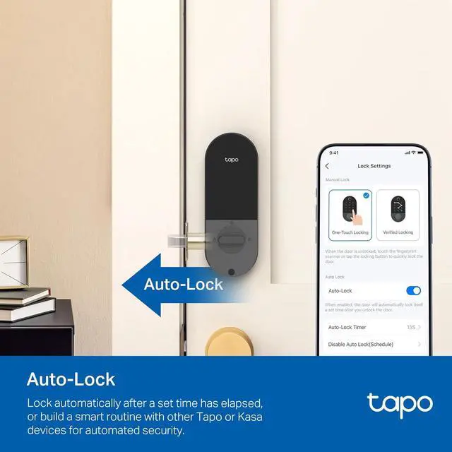 Alt view image 7 of 7 - TP-Link Tapo Smart Door Lock, Deadbolt | Keyless Entry, Fingerprint Recognition, Touchscreen Keypad & in-App Monitoring with Scheduled Access | 1-Year Rechargeable Battery | BHMA Grade 2