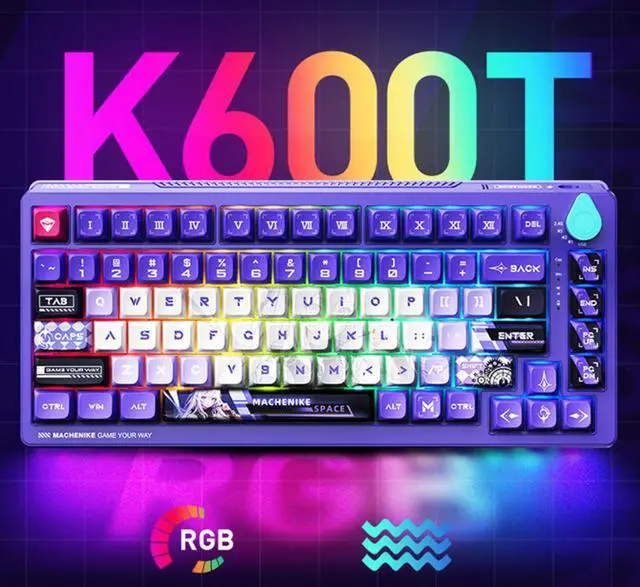 Alt view image 3 of 6 - Gasket RGB Mechanical Gaming Keyboard,75% 82 Keys Wireless Hot Swappable Gaming Keyboard With Customized Purple Switch ,3-Modes Connection Bluetooth/2.4GHz/USB-C, RGB Backlit for PC/MAC/Android