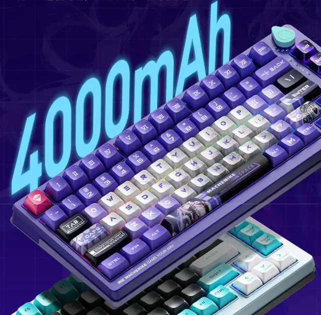 Alt view image 2 of 6 - Gasket RGB Mechanical Gaming Keyboard,75% 82 Keys Wireless Hot Swappable Gaming Keyboard With Customized Purple Switch ,3-Modes Connection Bluetooth/2.4GHz/USB-C, RGB Backlit for PC/MAC/Android