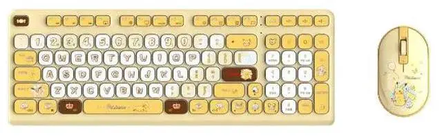 Main image of CHERRY 98 Keys Wireless Keyboard and Mouse Set Combo, Silent keystroke Quiet Typing with Thin Design for Work or Home Office (Pikachu Limited Edition Yellow)